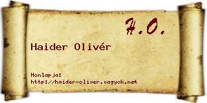 Haider Olivér névjegykártya