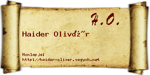 Haider Olivér névjegykártya